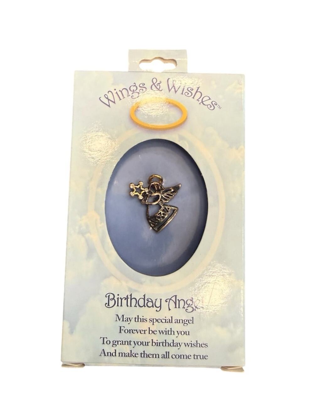 NWT Wings & Wishes Birthday Angel Lapel Pin Silver Angel with Star